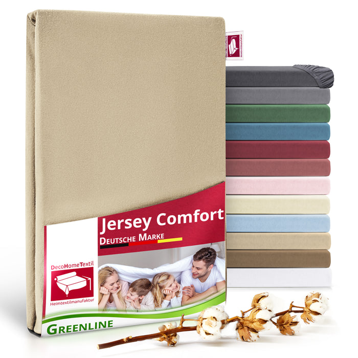 Greenline Spannbettuch Spannbettlaken Premium Jersey aus 100% Baumwolle