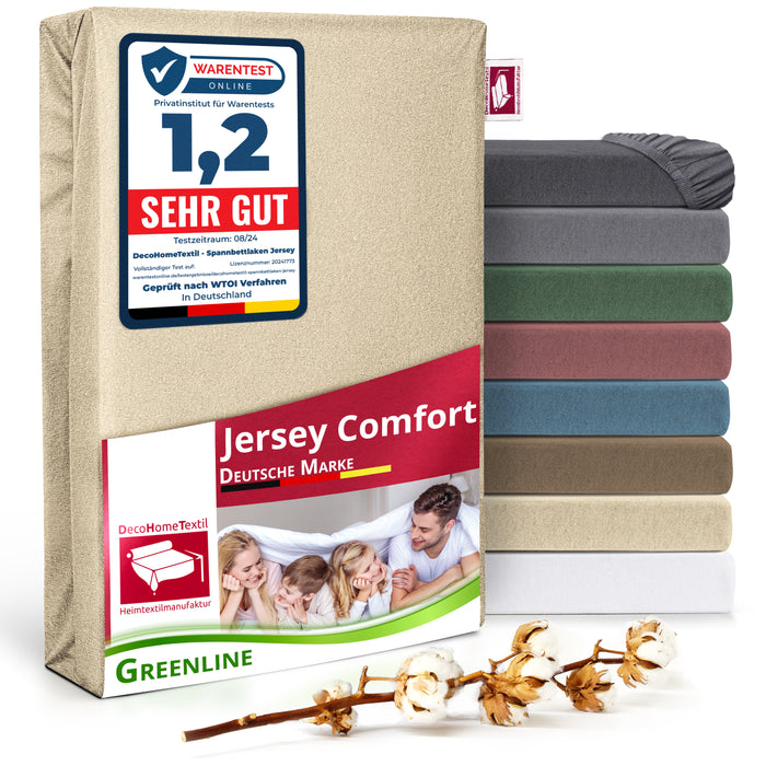 Greenline Spannbettuch Spannbettlaken Premium Jersey aus 100% Baumwolle