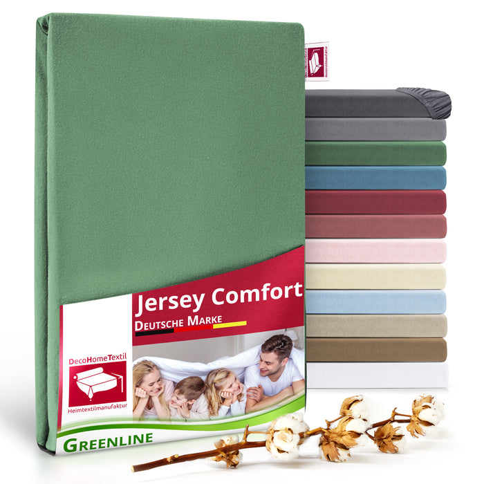 Greenline Spannbettuch Spannbettlaken Premium Jersey aus 100% Baumwolle