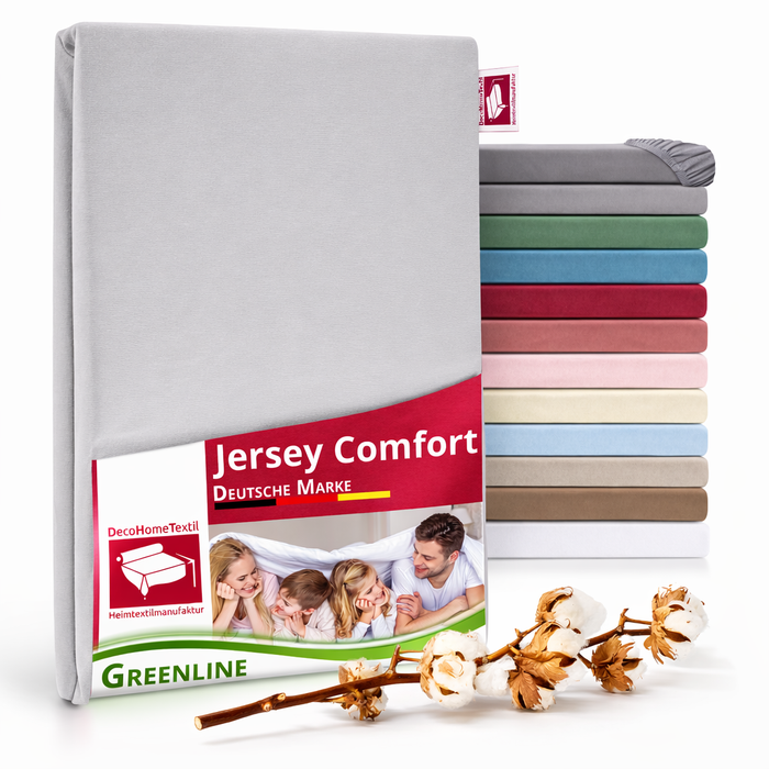 Greenline Spannbettuch Spannbettlaken Premium Jersey aus 100% Baumwolle