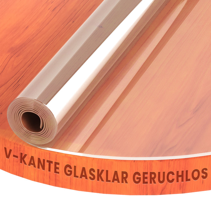 Transparente Folie Schutzfolie glasklar mit abgeschrägter V-Kante, rund