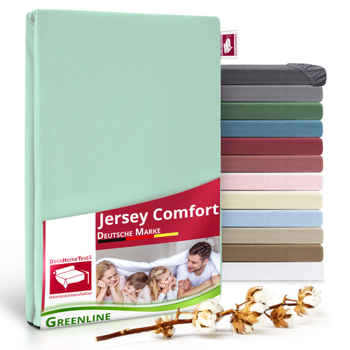 Greenline Spannbettuch Spannbettlaken Premium Jersey aus 100% Baumwolle