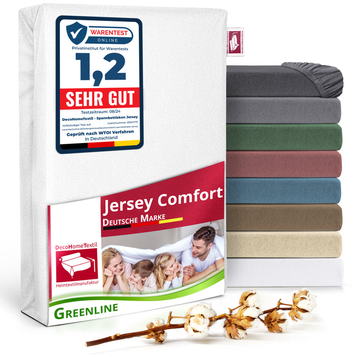 Greenline Spannbettuch Spannbettlaken Premium Jersey aus 100% Baumwolle