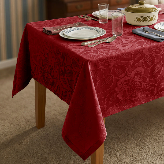 DecoHomeTextil Retro Tischdecke Rosalia mit feinem Rosenmuster – Für eine warme, elegante Tischatmosphäre