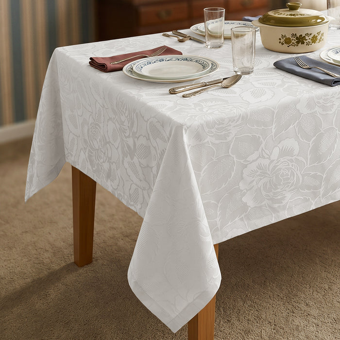 DecoHomeTextil Retro Tischdecke Rosalia mit feinem Rosenmuster – Für eine warme, elegante Tischatmosphäre
