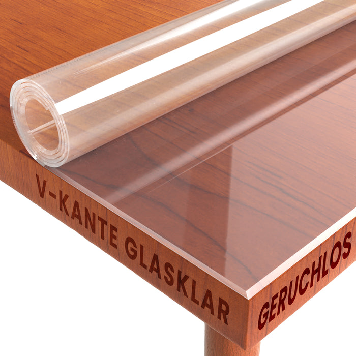 Transparente Folie Schutzfolie glasklar mit abgeschrägter V-Kante, eckig