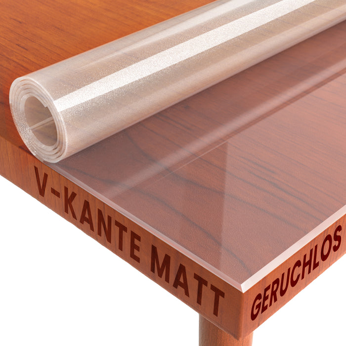 Transparente Folie Schutzfolie leicht mattiert mit abgeschrägter V-Kante, eckig