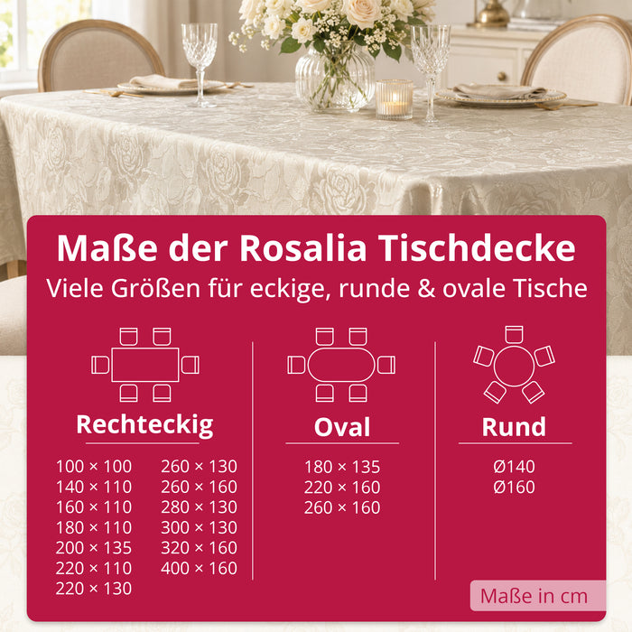 DecoHomeTextil Retro Tischdecke Rosalia mit feinem Rosenmuster – Für eine warme, elegante Tischatmosphäre
