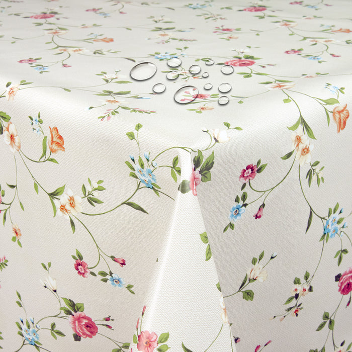 Wachstuch Blumen Beige eckig