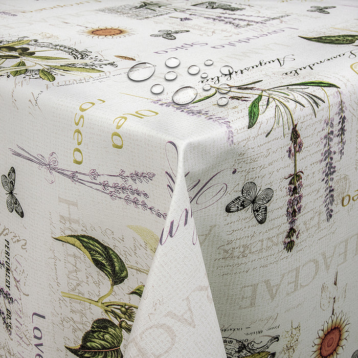 Wachstuch Leinen Prägung Heilpflanzen eckig