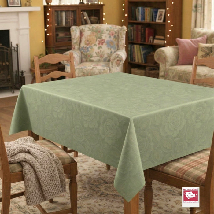 DecoHomeTextil Retro Tischdecke Rosalia mit feinem Rosenmuster – Für eine warme, elegante Tischatmosphäre