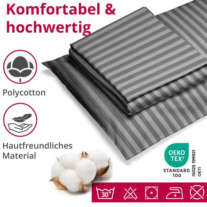 DecoHomeTextil Bettwäsche Set Bettgarnitur mit Reißverschluss Polycotton Streifen