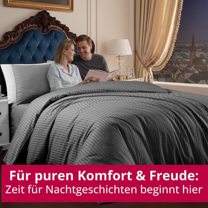 DecoHomeTextil Bettwäsche Set Bettgarnitur mit Reißverschluss Polycotton Streifen