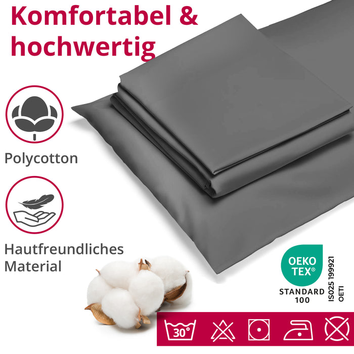 DecoHomeTextil Bettwäsche Set Bettgarnitur mit Reißverschluss Polycotton Uni