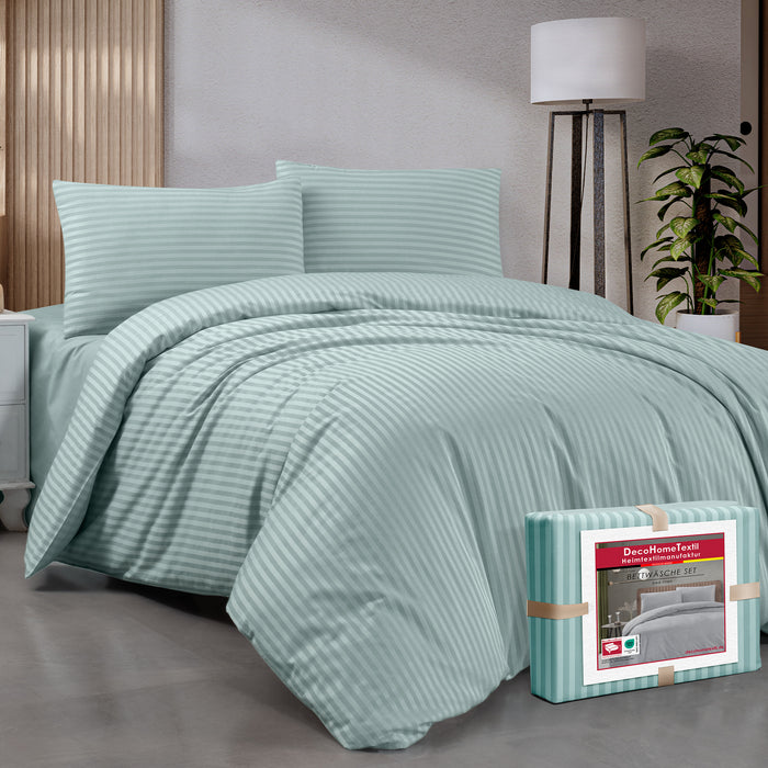 DecoHomeTextil Bettwäsche Set Bettgarnitur mit Reißverschluss Polycotton Streifen