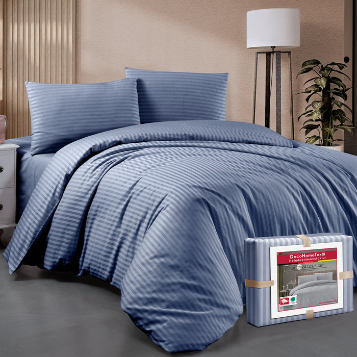 DecoHomeTextil Bettwäsche Set Bettgarnitur mit Reißverschluss Polycotton Streifen