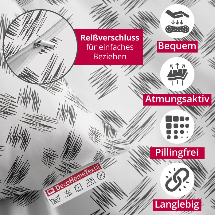 DecoHomeTextil Bettwäsche Set Bettgarnitur mit Reißverschluss Polycotton Design
