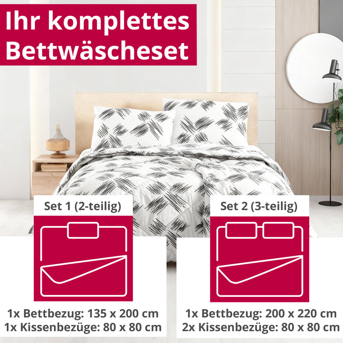 DecoHomeTextil Bettwäsche Set Bettgarnitur mit Reißverschluss Polycotton Design