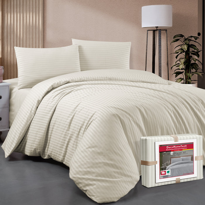 DecoHomeTextil Bettwäsche Set Bettgarnitur mit Reißverschluss Polycotton Streifen