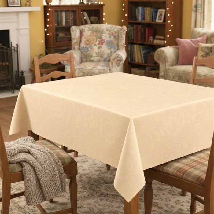 DecoHomeTextil Retro Tischdecke Rosalia mit feinem Rosenmuster – Für eine warme, elegante Tischatmosphäre