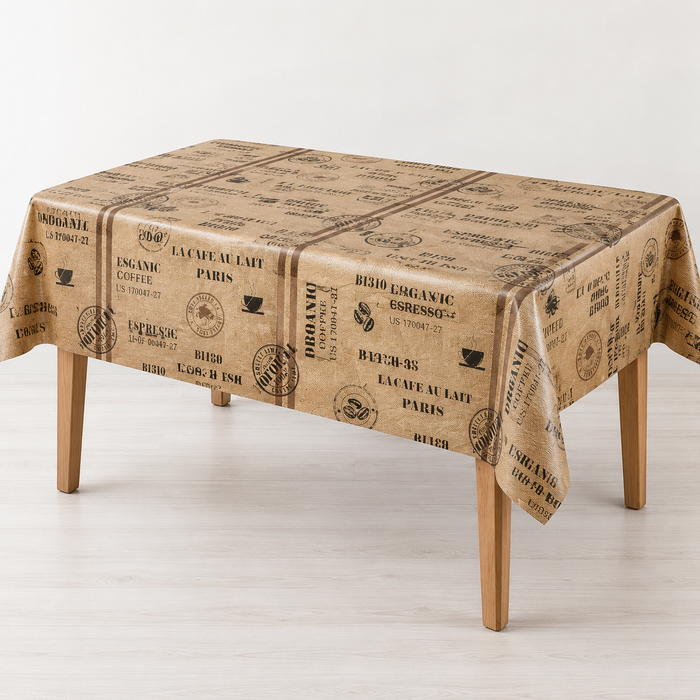Wachstuch Kaffeesack Braun Beige eckig