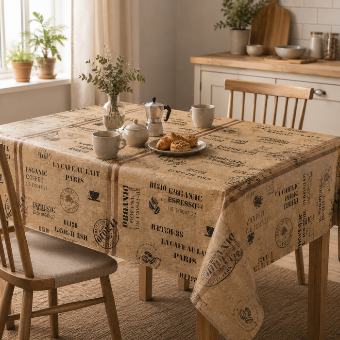 Wachstuch Kaffeesack Braun Beige eckig