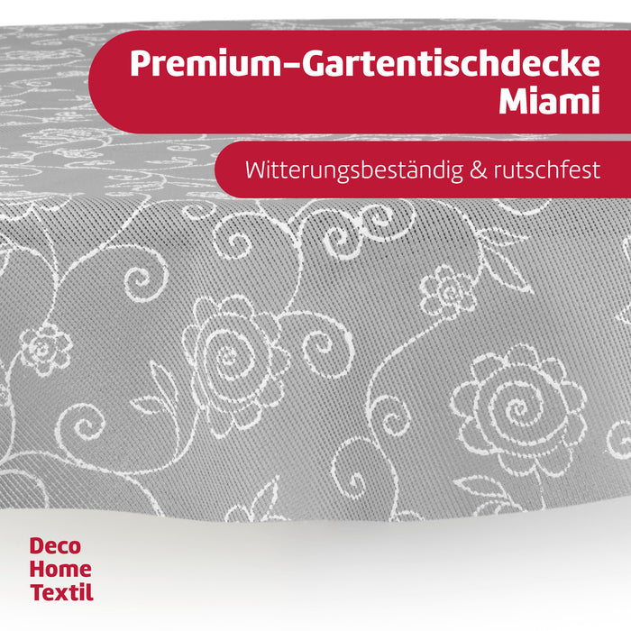 Miami Gartentischdecke Mediterran Grau Rund