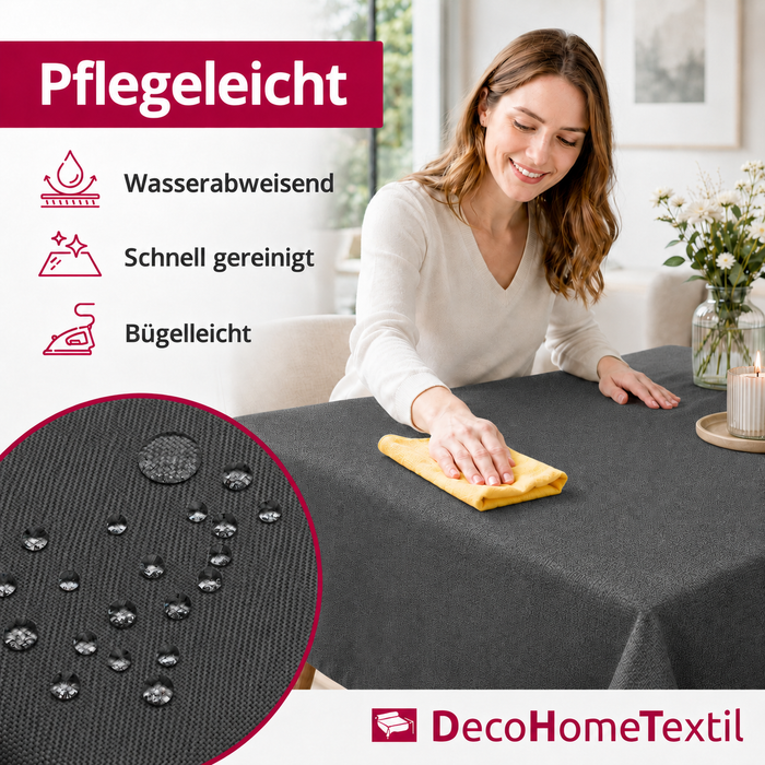 Leinen Optik Tischdecke eckig dunkelgrau