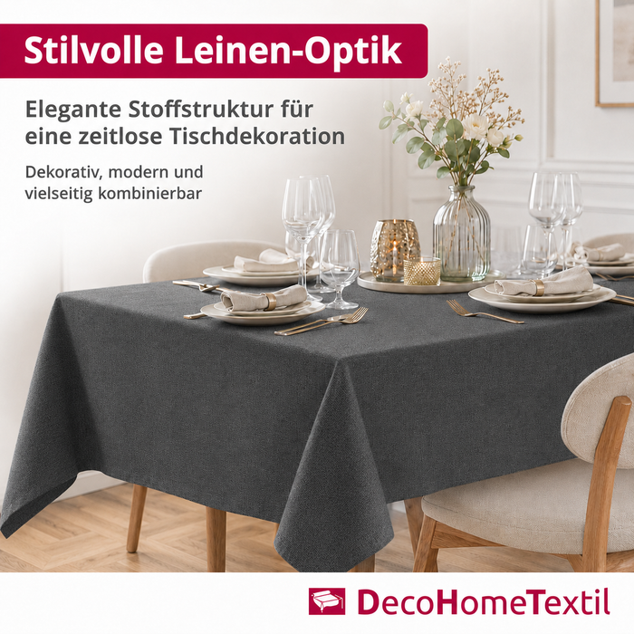 Leinen Optik Tischdecke eckig dunkelgrau