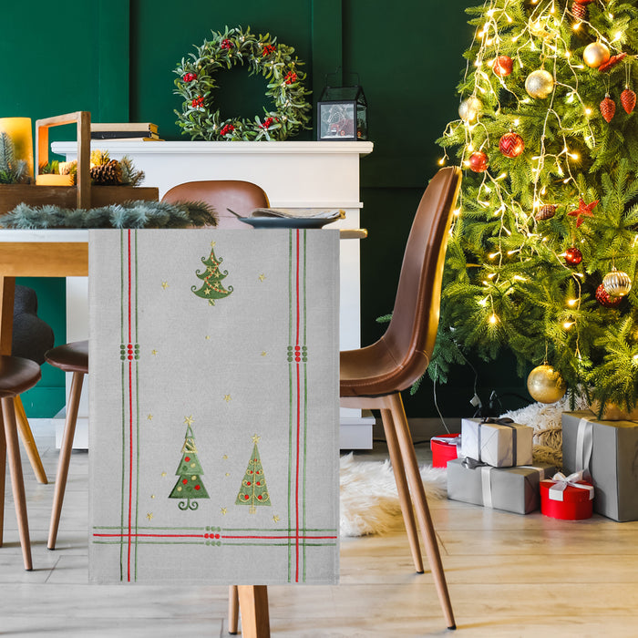 Leinen Optik Christmas Tischdecke wasserabweisend, Weihnachten, Tanne, X-Mas