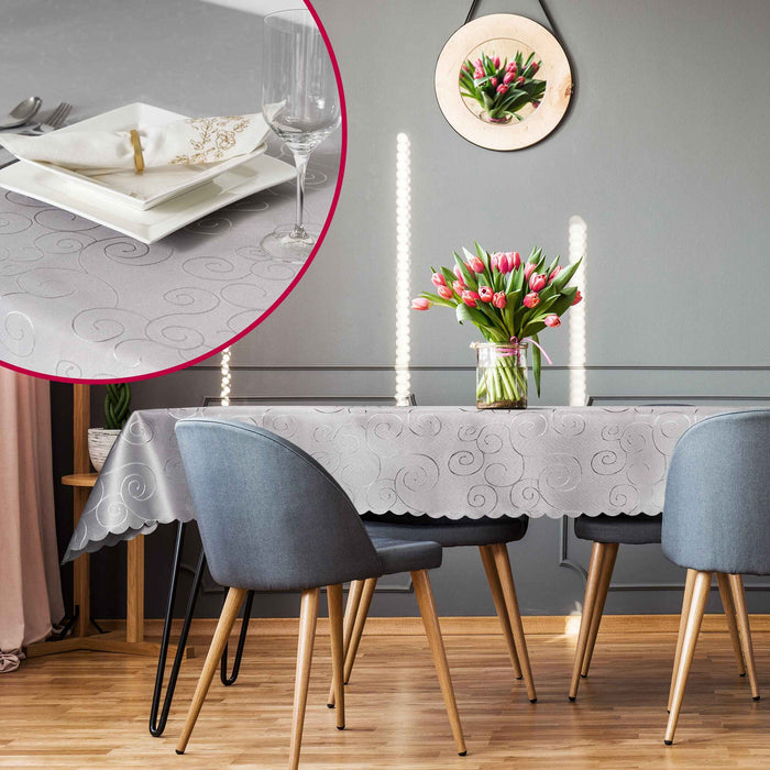 Kringel Ornamente Tischdecke Hellgrau eckig