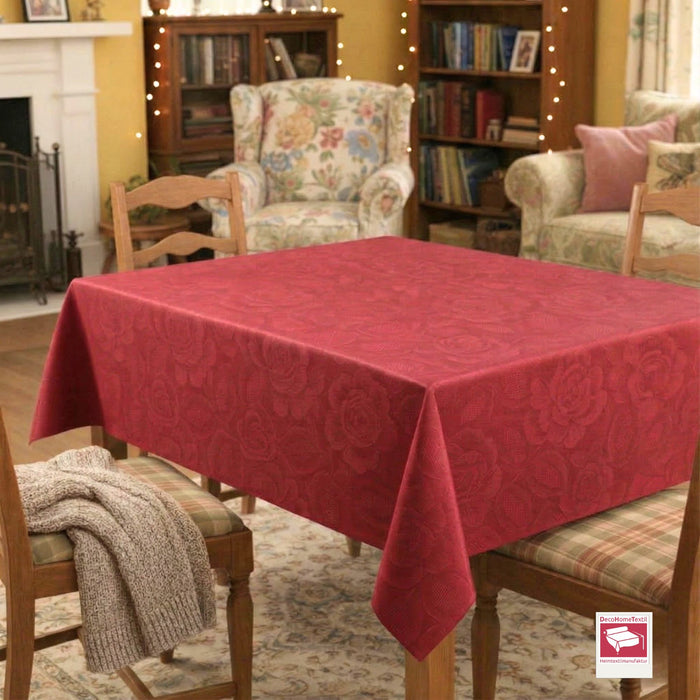 DecoHomeTextil Retro Tischdecke Rosalia mit feinem Rosenmuster – Für eine warme, elegante Tischatmosphäre