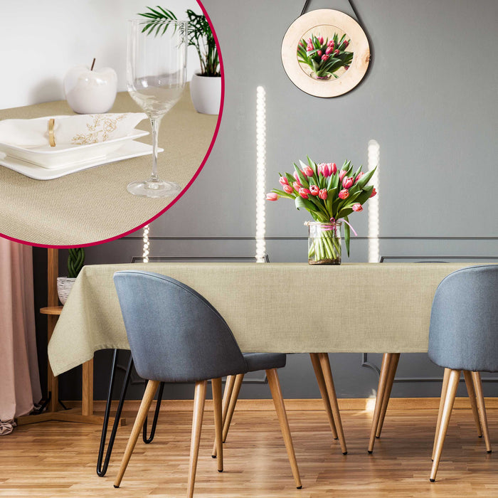 Royale Upper Class Meliert Leinen Tischdecke Schwere Qualität 240g/m² pflegeleicht - Grün