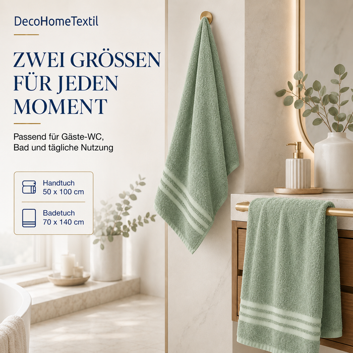 DecoHomeTextil Eco Hand- Badetuch Frottier Set, sustainable, kuschelweich, saugstark