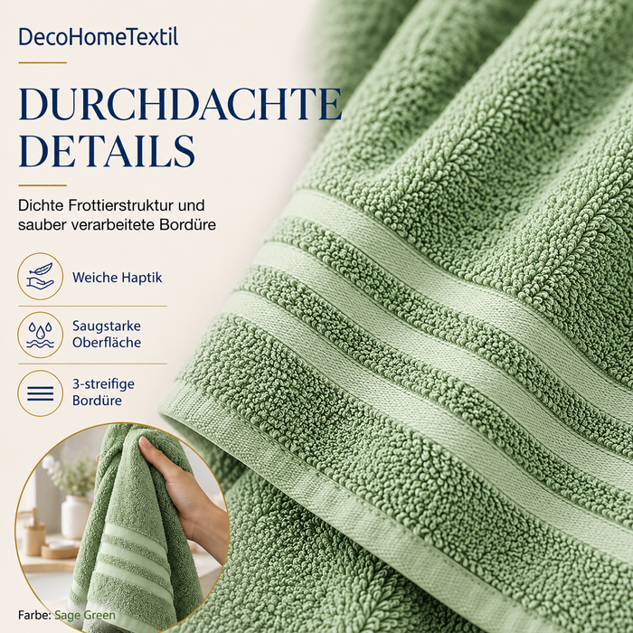 DecoHomeTextil Eco Hand- Badetuch Frottier Set, sustainable, kuschelweich, saugstark