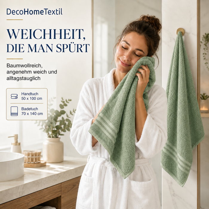 DecoHomeTextil Eco Hand- Badetuch Frottier Set, sustainable, kuschelweich, saugstark