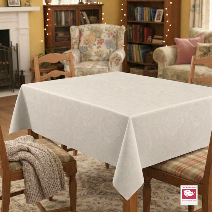 DecoHomeTextil Retro Tischdecke Rosalia mit feinem Rosenmuster – Für eine warme, elegante Tischatmosphäre