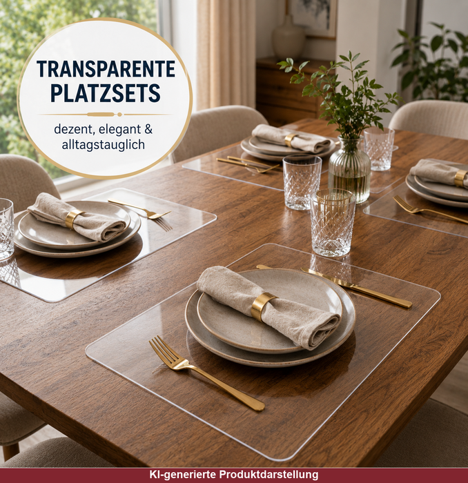 Transparente Tischsets 6er-Set eckig 28 x 45 cm abgerundet