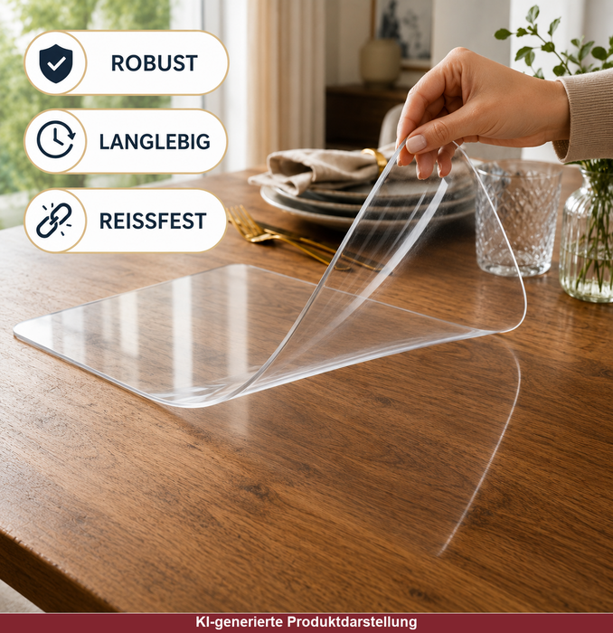 Transparente Tischsets 6er-Set eckig 28 x 45 cm abgerundet