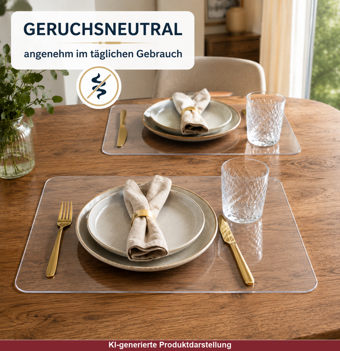 Transparente Tischsets 6er-Set eckig 28 x 45 cm abgerundet