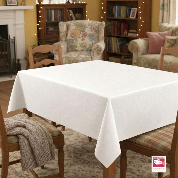DecoHomeTextil Retro Tischdecke Rosalia mit feinem Rosenmuster – Für eine warme, elegante Tischatmosphäre