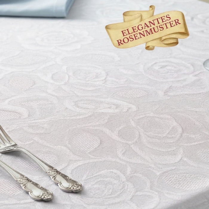 DecoHomeTextil Retro Tischdecke Rosalia mit feinem Rosenmuster – Für eine warme, elegante Tischatmosphäre