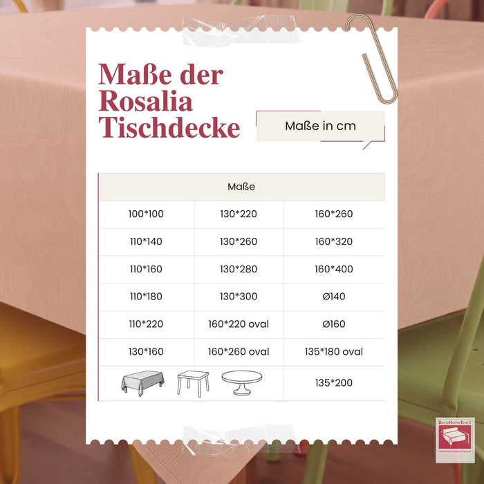 DecoHomeTextil Retro Tischdecke Rosalia mit feinem Rosenmuster – Für eine warme, elegante Tischatmosphäre